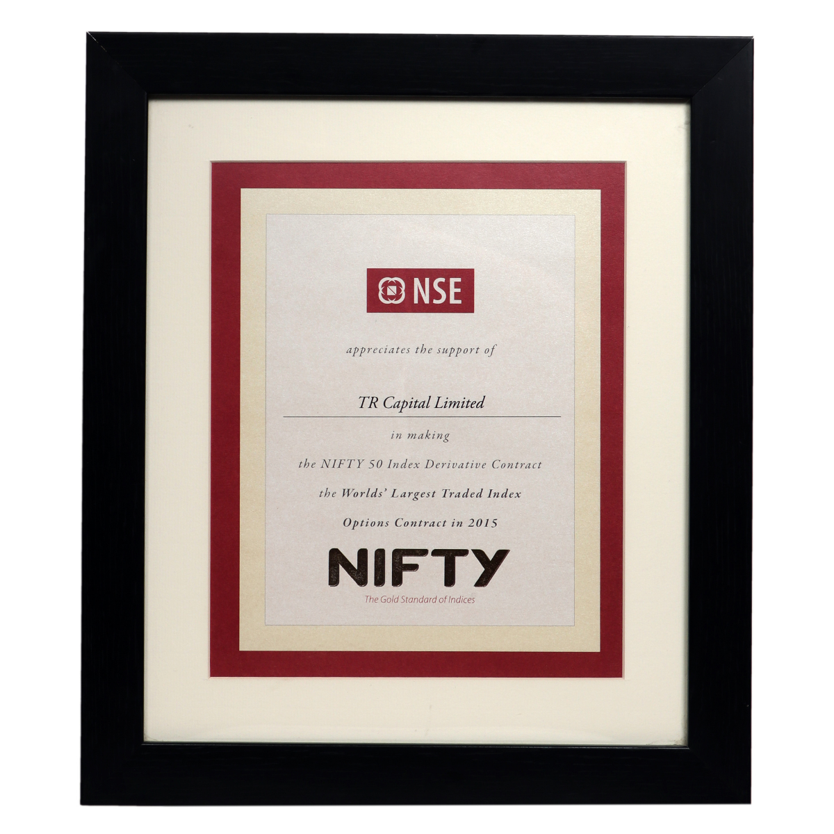 Certificate of Appreciation from NSE (2015)